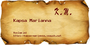 Kapsa Marianna névjegykártya